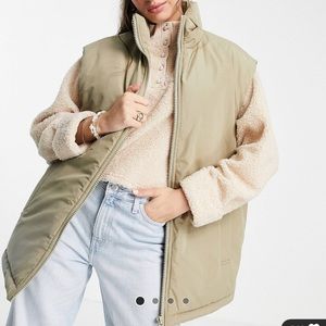 ASOS Design Oversized Puffer Vest in Stone